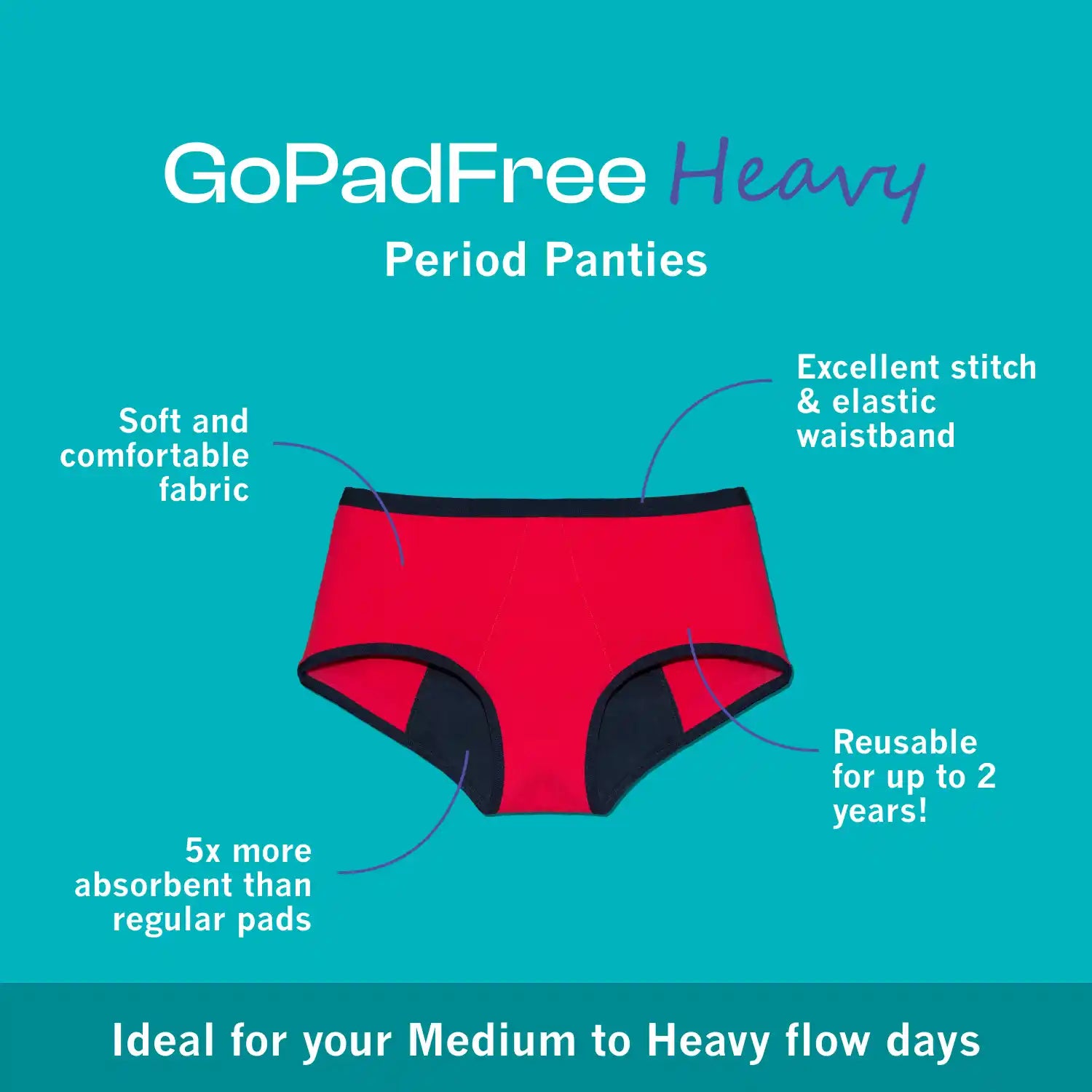 Period Panty for Medium to Heavy Flow - Menstrual underwear - No