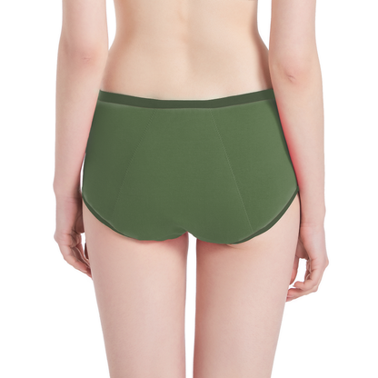 Model wearing wild green color GoPadFree Heavy back angle